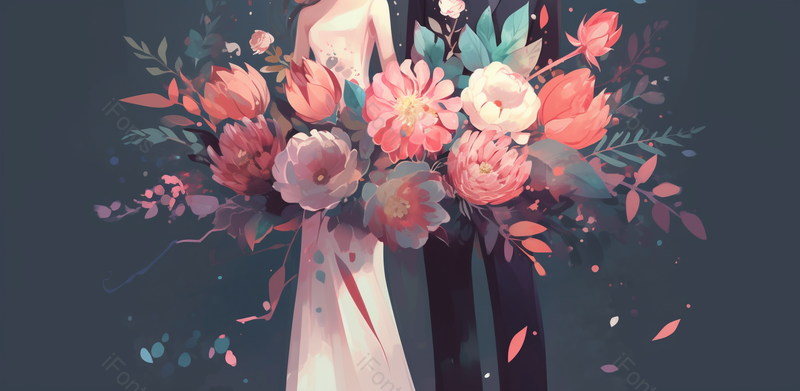 手绘婚礼情侣夫妻520情人节背景图,插画/手绘图,插画/手绘图库,插画/手绘图下载,插画/手绘